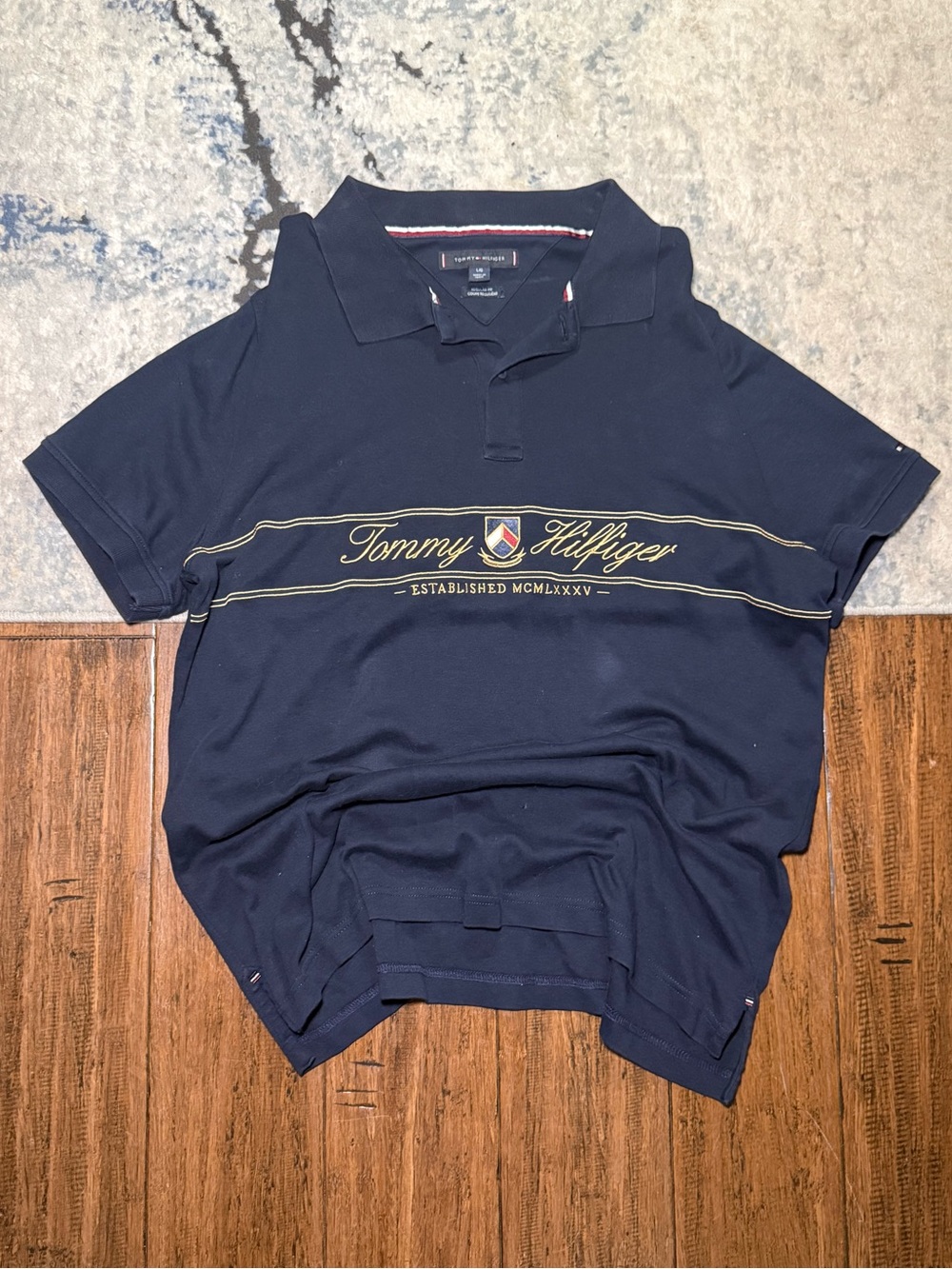 Tommy Hilfiger Script Logo Polo Shirt Size Large